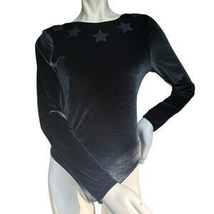Victoria's Secret Sport Dark Green Velvet Long Sleeve Bodysuit Glitter Medium